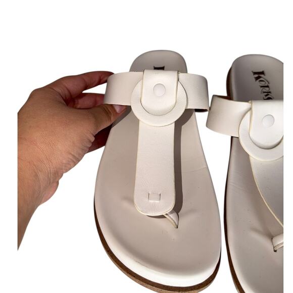 Korks Audie Thong Clean White Cream Sandals Size 8 Like New Beach Flip Flops - Picture 5 of 8